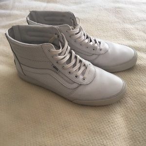 White zip up vans (sk8 hi?)